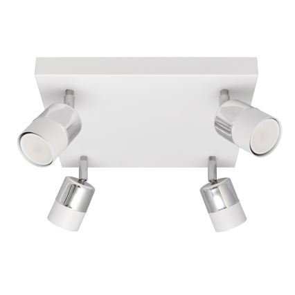 LED Spotlight TUBSSON 4xGU10/4,8W/230V vit/skinande krom