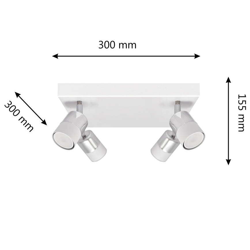LED Spotlight TUBSSON 4xGU10/4,8W/230V vit/skinande krom