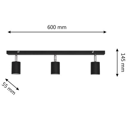 LED Spotlight TUNE 3xGU10/4,8W/230V svart