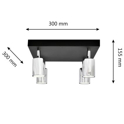 LED spotlight TUNE 4xGU10/4,8W/230V matt krom/svart