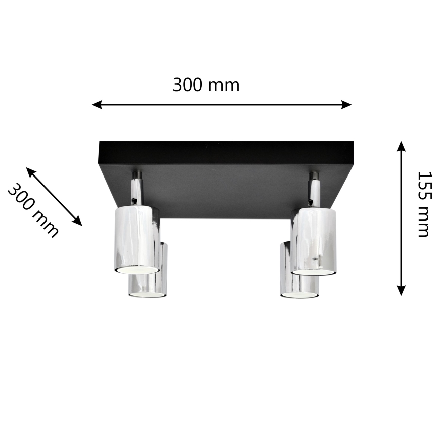 LED spotlight TUNE 4xGU10/4,8W/230V matt krom/svart