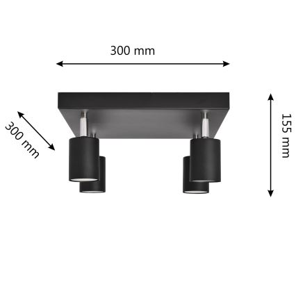 LED Spotlight TUNE 4xGU10/4,8W/230V svart