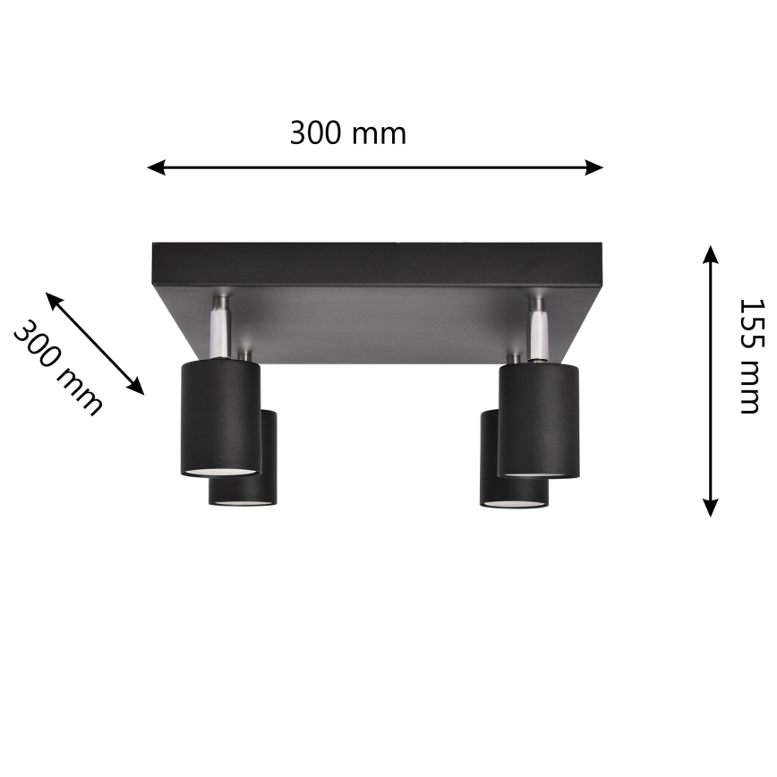 LED Spotlight TUNE 4xGU10/4,8W/230V svart