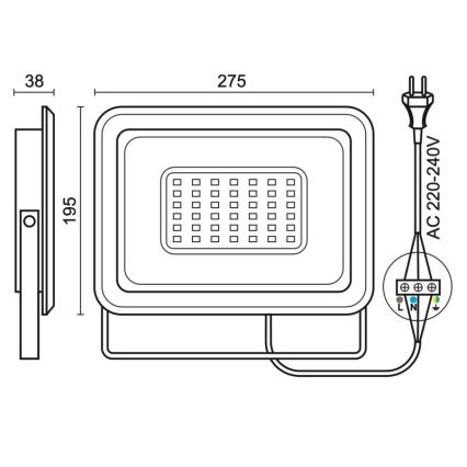 LED strålkastare för utomhusbruk LED/100W/230V 4000K IP65 svart
