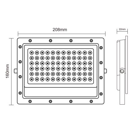 LED strålkastare för utomhusbruk LED/100W/230V 5000K IP65 grå
