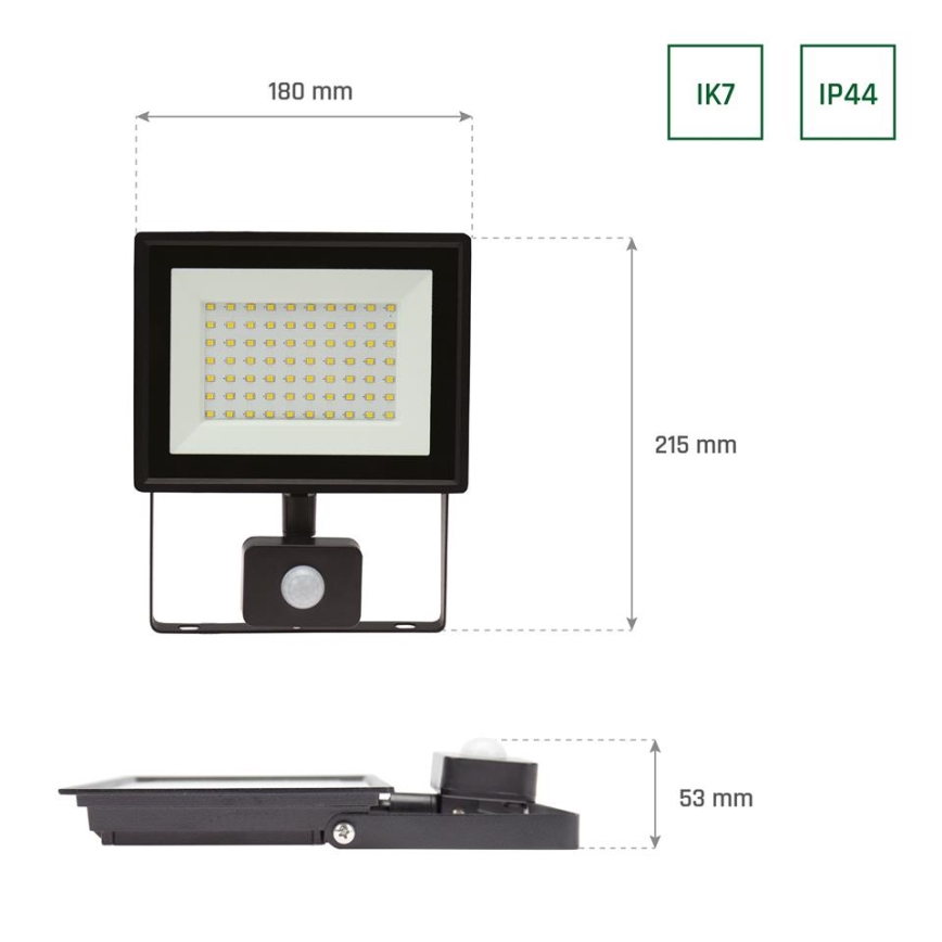 LED strålkastare för utomhusbruk med en sensor NOCTIS LUX 3 LED/50W/230V 4000K IP44 svart
