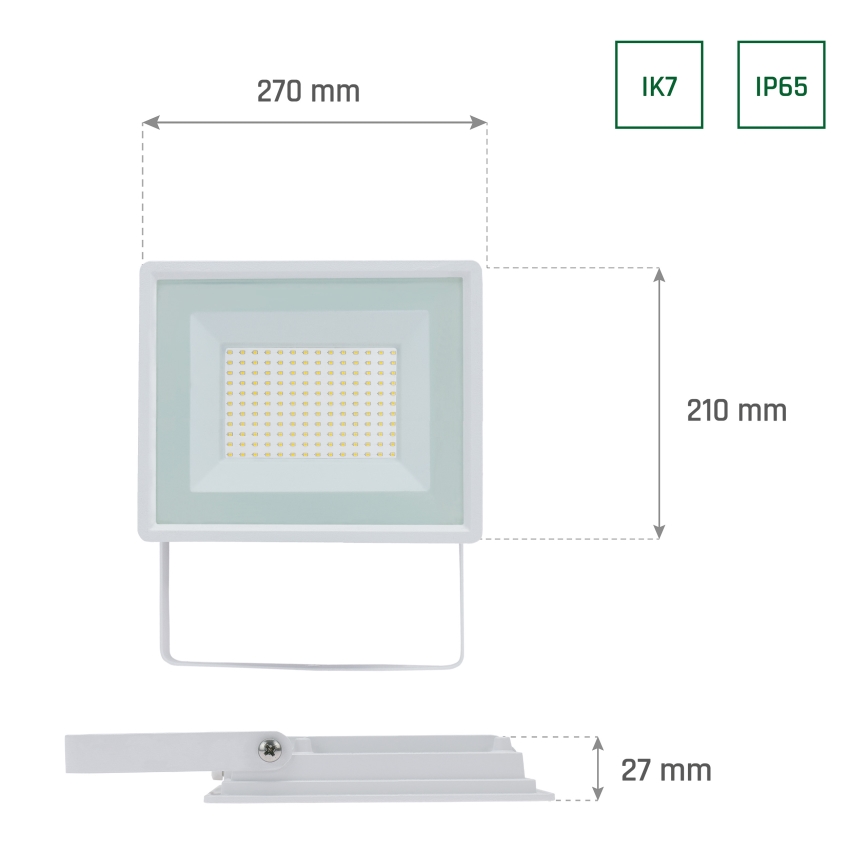 LED strålkastare för utomhusbruk NOCTIS LUX 3 LED/100W/230V 4000K IP65 vit