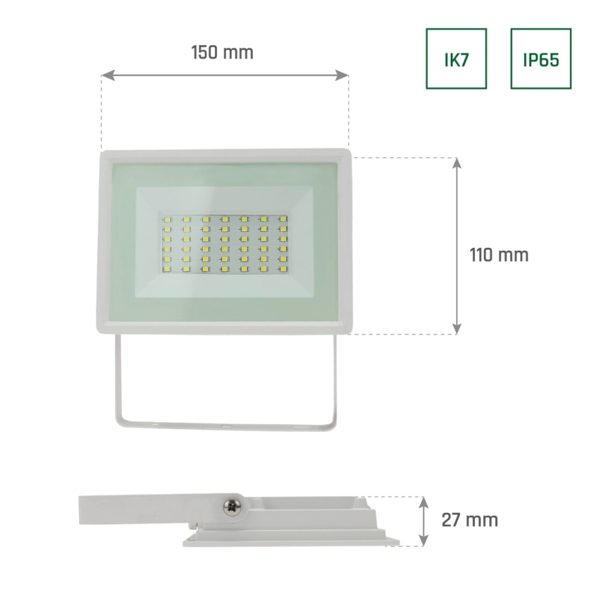 LED strålkastare för utomhusbruk NOCTIS LUX 3 LED/30W/230V 3000K IP65 vit