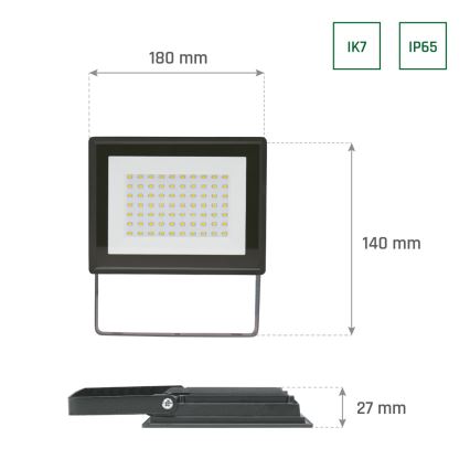 LED strålkastare för utomhusbruk NOCTIS LUX 3 LED/50W/230V 6000K IP65 svart