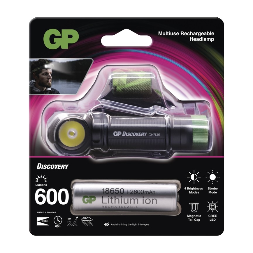 LED Strålkastare GP DISPROTECTIONY CHR35 LED/3,7V/2600mAh