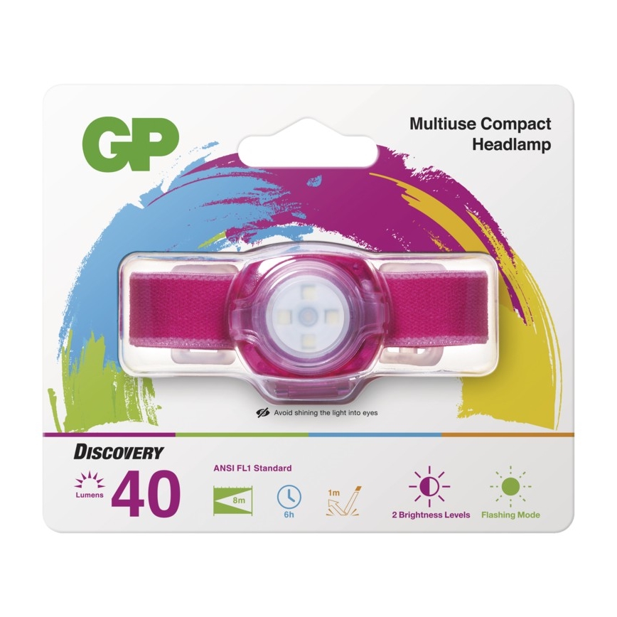 LED Strålkastare GP EVERYkropp 4xLED/2×CR2025 rosa