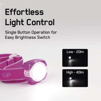 LED Strålkastare GP EVERYkropp 4xLED/2×CR2025 rosa