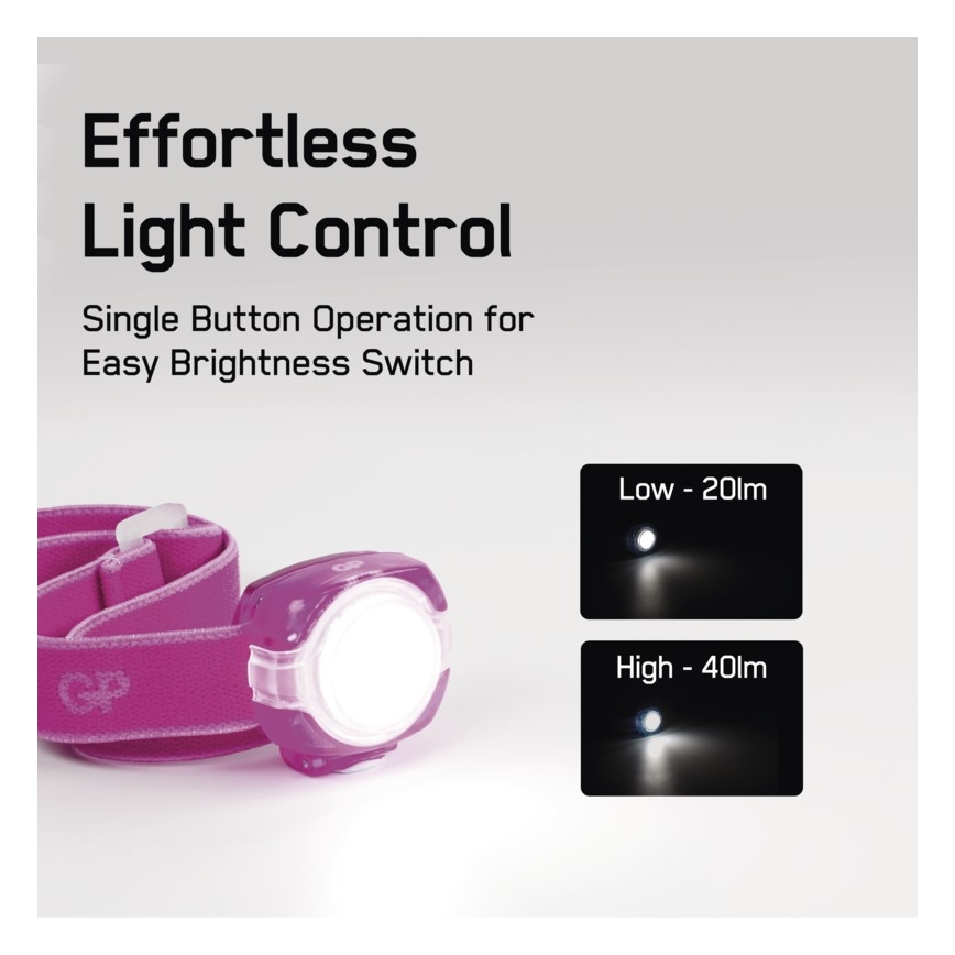 LED Strålkastare GP EVERYkropp 4xLED/2×CR2025 rosa