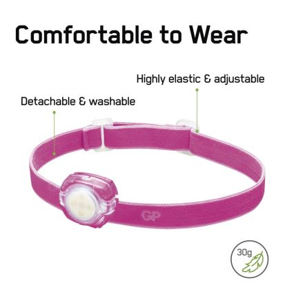 LED Strålkastare GP EVERYkropp 4xLED/2×CR2025 rosa