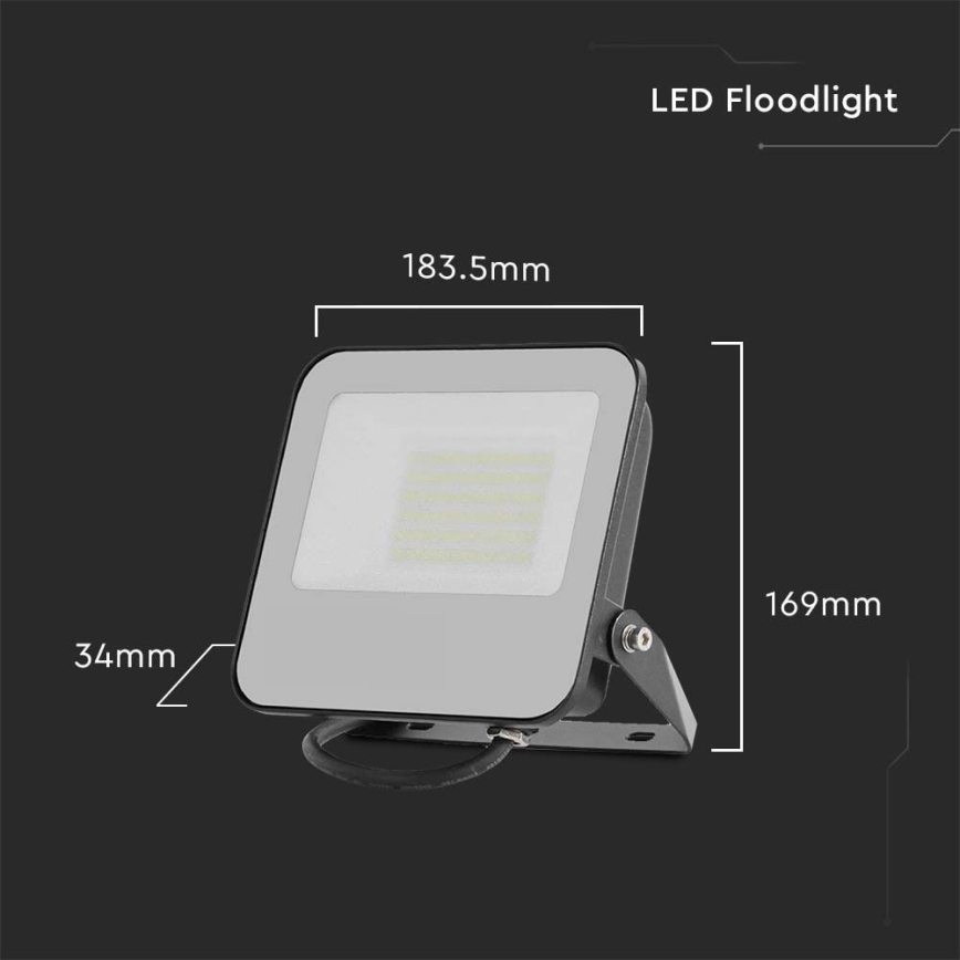LED Strålkastare LED/50W/230V 4000K IP65 svart