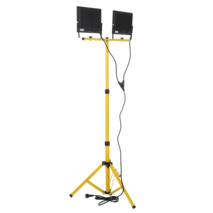 LED Strålkastare med ett stativ TIGRA 2xLED/100W/230V 4000K IP54 svart/gul