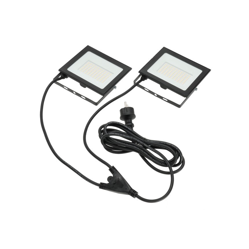 LED Strålkastare med ett stativ TIGRA 2xLED/50W/230V 4000K IP54 svart/gul