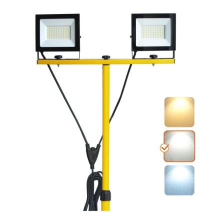 LED Strålkastare med ett stativ TIGRA 2xLED/50W/230V 4000K IP54 svart/gul