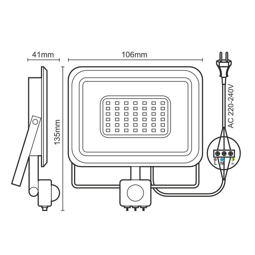 LED strålkastare med sensor LED/10W/230V 4000K IP44