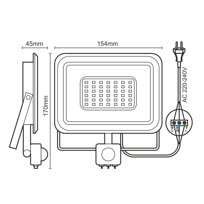 LED strålkastare med sensor LED/30W/230V 4000K IP44