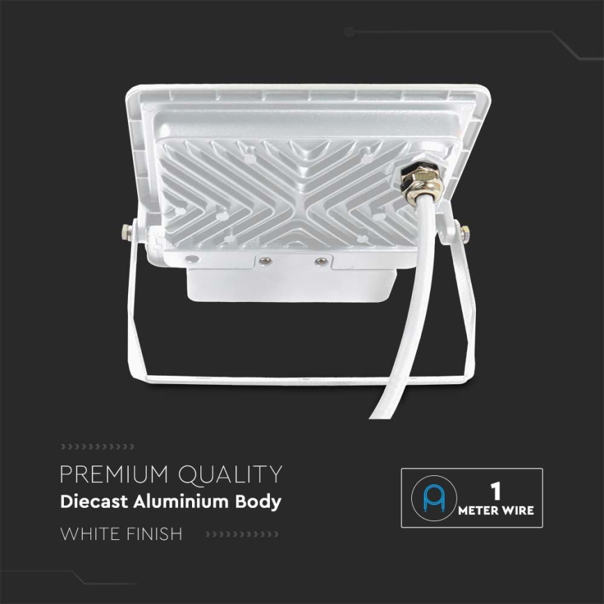 LED strålkastare med sensor LED/50W/230V 6500K IP65 vit