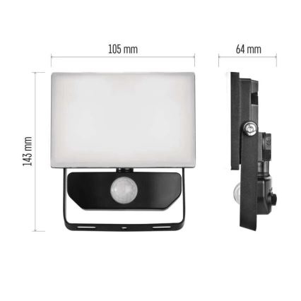 LED strålkastare med sensor TAMBO LED/10W/230V 4000K IP54