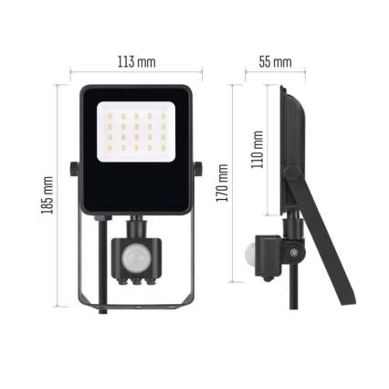 LED strålkastare med sensor VISIO LED/10W/230V 4000K IP65
