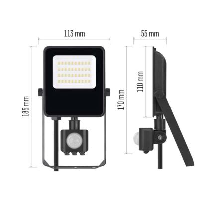 LED strålkastare med sensor VISIO LED/20W/230V 4000K IP65