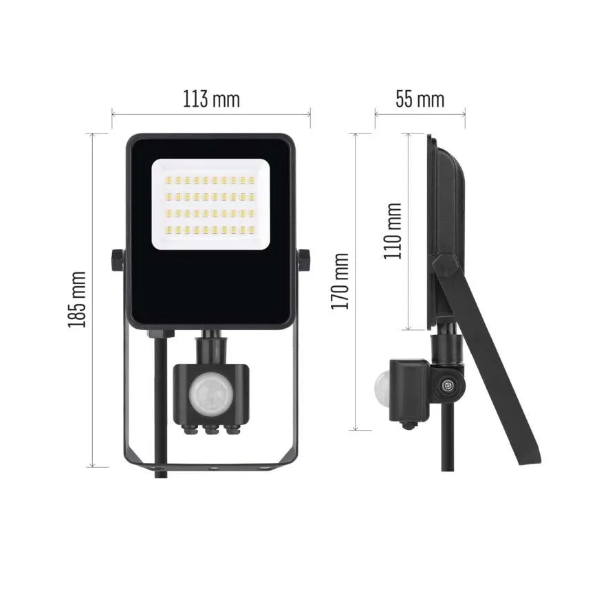 LED strålkastare med sensor VISIO LED/20W/230V 4000K IP65