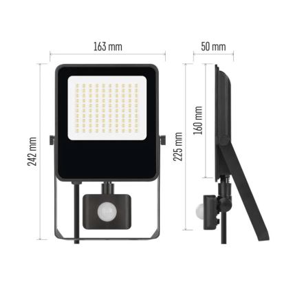 LED strålkastare med sensor VISIO LED/50W/230V 4000K IP65