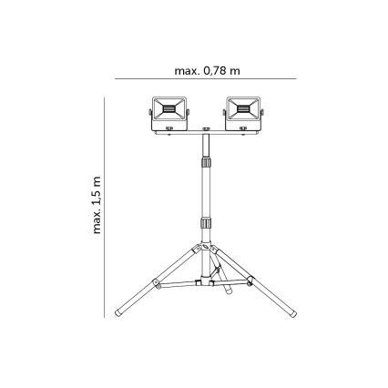 LED Strålkastare med stativ 2xLED/30W/230V IP65