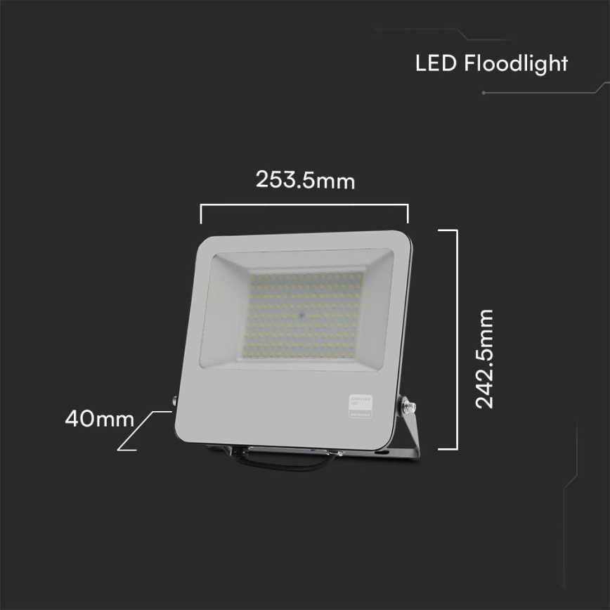 LED Strålkastare SAMSUNG CHIP LED/100W/230V 6400K IP65 svart