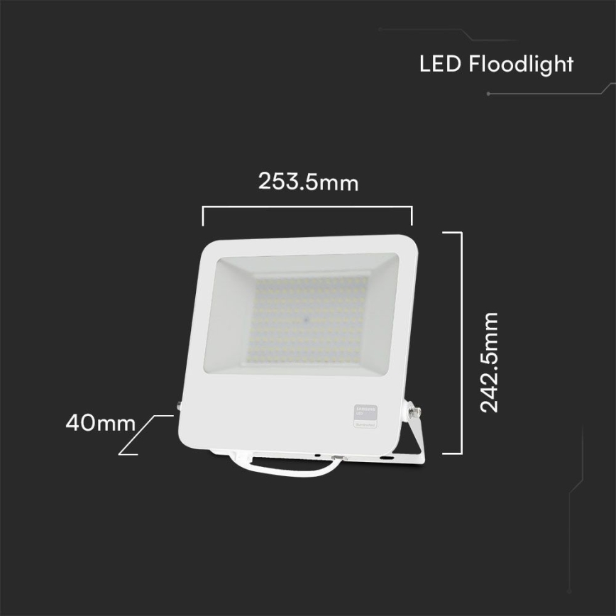 LED Strålkastare SAMSUNG CHIP LED/100W/230V 6400K IP65 vit