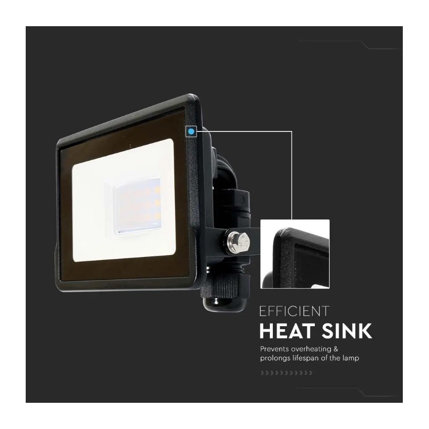 LED Strålkastare SAMSUNG CHIP LED/10W/230V IP65 6500K svart