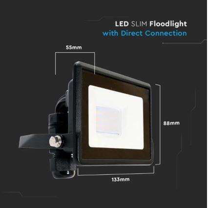 LED Strålkastare SAMSUNG CHIP LED/10W/230V IP65 6500K svart