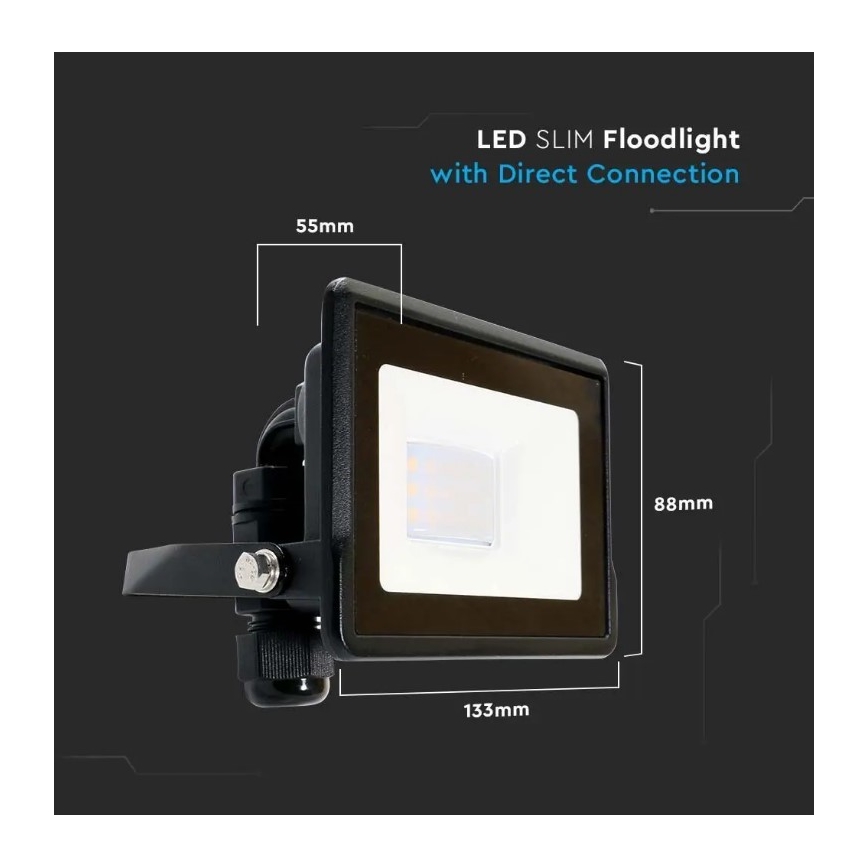 LED Strålkastare SAMSUNG CHIP LED/10W/230V IP65 6500K svart