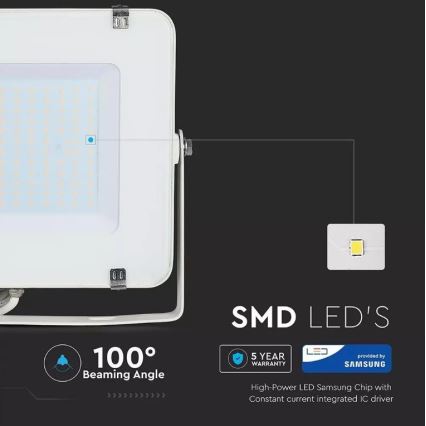 LED strålkastare  SAMSUNG CHIP LED/150W/230V 3000K IP65 vit 