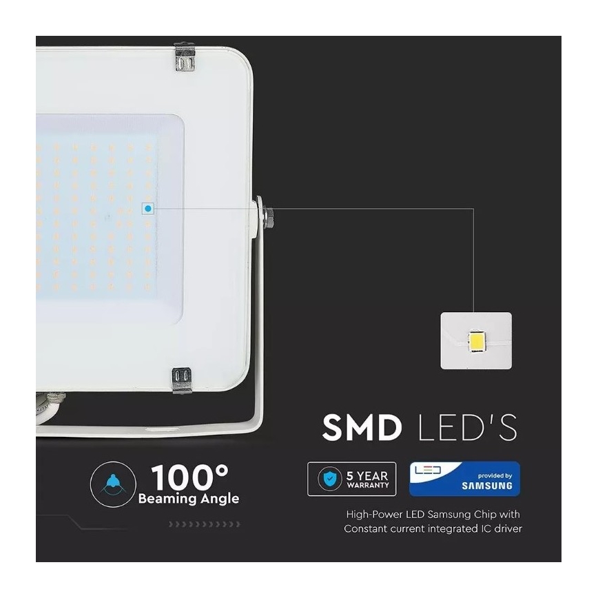 LED strålkastare  SAMSUNG CHIP LED/150W/230V 3000K IP65 vit 