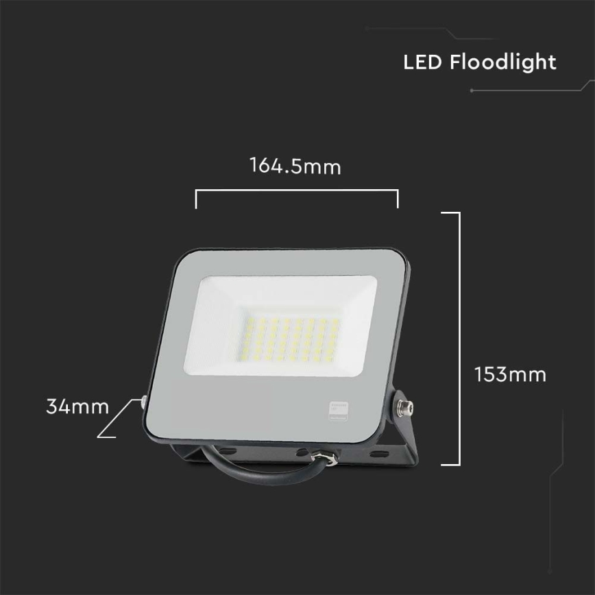 LED Strålkastare SAMSUNG CHIP LED/30W/230V 4000K IP65 svart