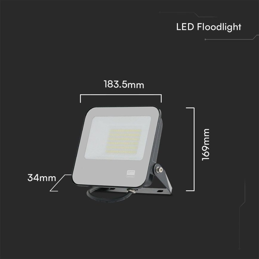 LED Strålkastare SAMSUNG CHIP LED/50W/230V 4000K IP65 svart