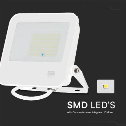 LED Strålkastare SAMSUNG CHIP LED/50W/230V 6500K IP65 vit