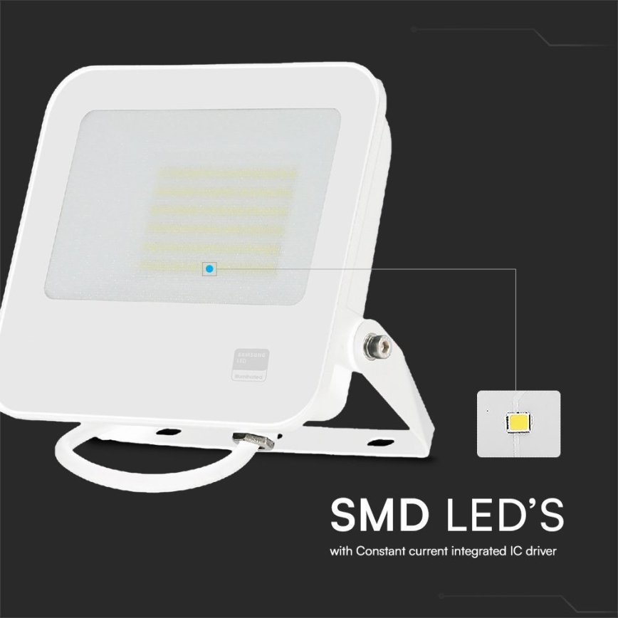 LED Strålkastare SAMSUNG CHIP LED/50W/230V 6500K IP65 vit