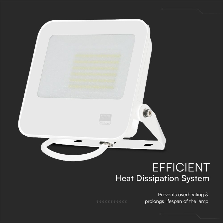 LED Strålkastare SAMSUNG CHIP LED/50W/230V 6500K IP65 vit