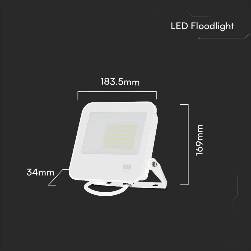 LED Strålkastare SAMSUNG CHIP LED/50W/230V 6500K IP65 vit