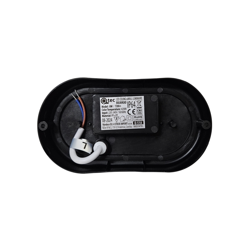 LED takarmatur för utomhusbruk LED/8W/230V 4200K IP64 svart