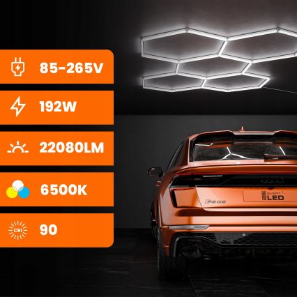 LED takarmatur HEXAGON LED/192W/85-265V 6500K 298x209 cm CRI 90 IP54 vit