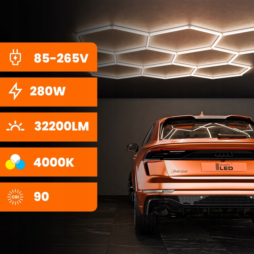 LED takarmatur HEXAGON LED/280W/85-265V 4000K 313x298 cm CRI 90 IP54 vit