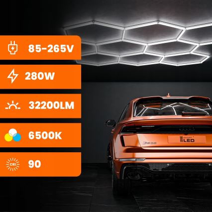 LED taklampa HEXAGON LED/280W/85-265V 6500K 313x298 cm CRI 90 IP54 vit