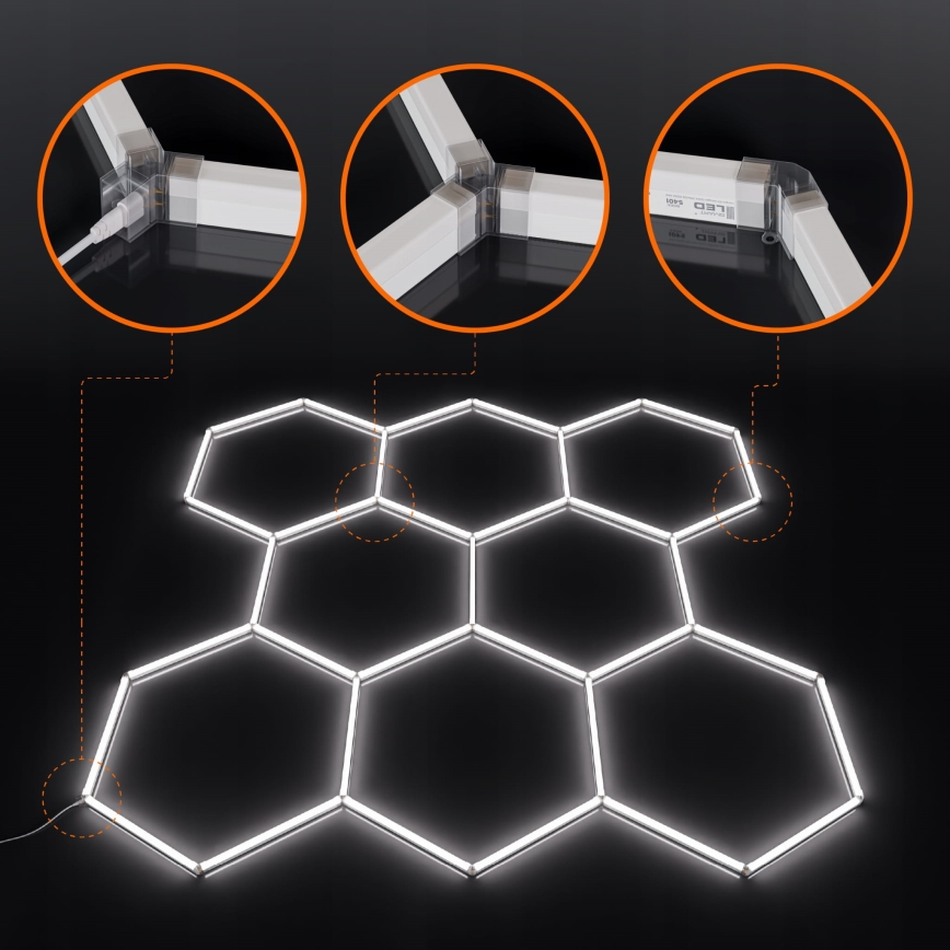 LED taklampa HEXAGON LED/280W/85-265V 6500K 313x298 cm CRI 90 IP54 vit