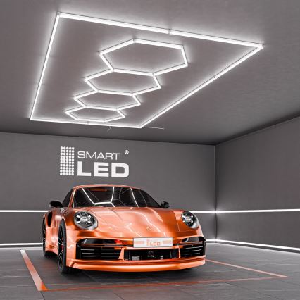 LED-taklampa HEXAGON LED/384W/85-265V 6500K 484x243 cm CRI 90 IP54 vit